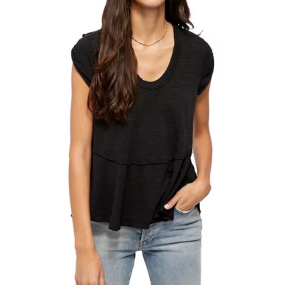 Free People Sweetness tee. Black. Size large